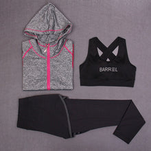 Load image into Gallery viewer, RuoskyGear New Yoga Sets 3 Piece (Bra + Jacket + Pants) Female Long Sleeved Sportswear Gym Running Workout Clothes Free Shipping