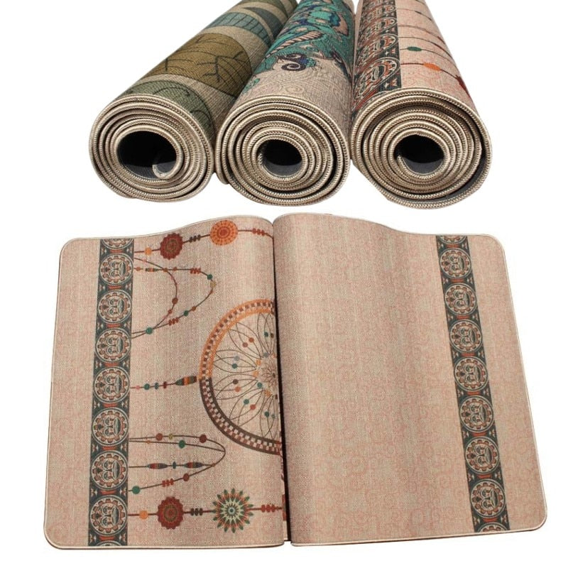 NEW High-density Natural Rubber Linen Yoga Mat 5mm Tasteless Non-slip Yoga Mat Lose Weight Body Building Exercise Pilates Pad