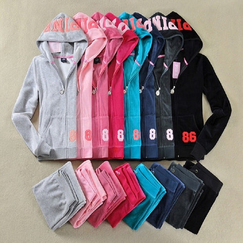 Women Yoga Sets Sportswear Running Fitness Clothing Pink Velvet Coat Hoodies Gym Sweatershirt Pant Tracksuits Yoga Leggings Pant