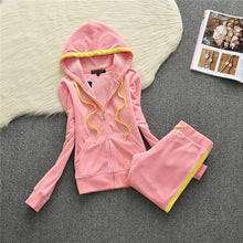 Load image into Gallery viewer, Women Yoga Sets Sportswear Running Fitness Clothing Pink Velvet Coat Hoodies Gym Sweatershirt Pant Tracksuits Yoga Leggings Pant