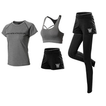 Load image into Gallery viewer, New Women Yoga Sets 5 Piece Yoga Suit Workout Set Gym Tracksuit Yoga Shirt Running Yoga Pants Quick Dry Sportswear 3 Piece Sets