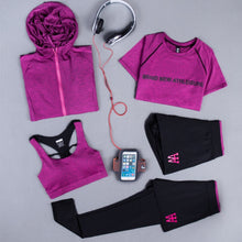 Load image into Gallery viewer, New Women Yoga Sets 5 Piece Yoga Suit Workout Set Gym Tracksuit Yoga Shirt Running Yoga Pants Quick Dry Sportswear 3 Piece Sets