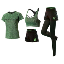 Load image into Gallery viewer, New Women Yoga Sets 5 Piece Yoga Suit Workout Set Gym Tracksuit Yoga Shirt Running Yoga Pants Quick Dry Sportswear 3 Piece Sets