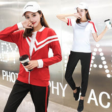 Load image into Gallery viewer, 4pcs Women Sport Suit Tracksuit Yoga Set Zipper Jacket+T-Shirt+Bra+Pants Gym Suit Workout Clothes Fitness Sportwear For Women