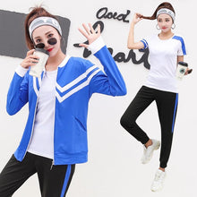 Load image into Gallery viewer, 4pcs Women Sport Suit Tracksuit Yoga Set Zipper Jacket+T-Shirt+Bra+Pants Gym Suit Workout Clothes Fitness Sportwear For Women
