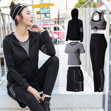 Load image into Gallery viewer, Sport Suit Women Yoga Suit Tracksuit Long Sleeve Zipper Jacket+T-Shirt+Bra+Pant+shorts Gym Suit Fitness Women Workout Clothes