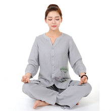 Load image into Gallery viewer, Women Yoga Clothes Sets Cotton Meditation Clothing Shirt and Pants 2pcs/set Chinese Dress