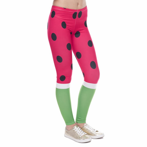 Watermelon Red Green Print Fashion Woman Leggings Lady Close-fitting Fitness Pants Breathable Perspiration Quick-dry Sport Pants