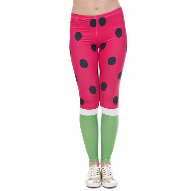 Watermelon Red Green Print Fashion Woman Leggings Lady Close-fitting Fitness Pants Breathable Perspiration Quick-dry Sport Pants